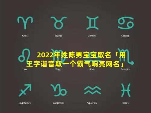 2022年姓陈男宝宝取名「用王字谐音取一个霸气响亮网名」