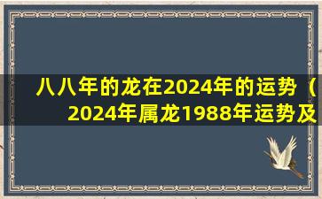 八八年的龙在2024年的运势（2024年属龙1988年运势及运程）